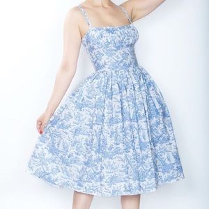 50s Bernie Dexter “Paris” Toile Swing Sundress S
